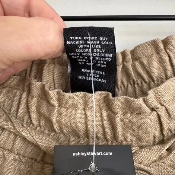 Ashley Stewart Women's Linen Blend Pants Tan Size 20 Pull On Wide Leg NWT 2X - Picture 5 of 11